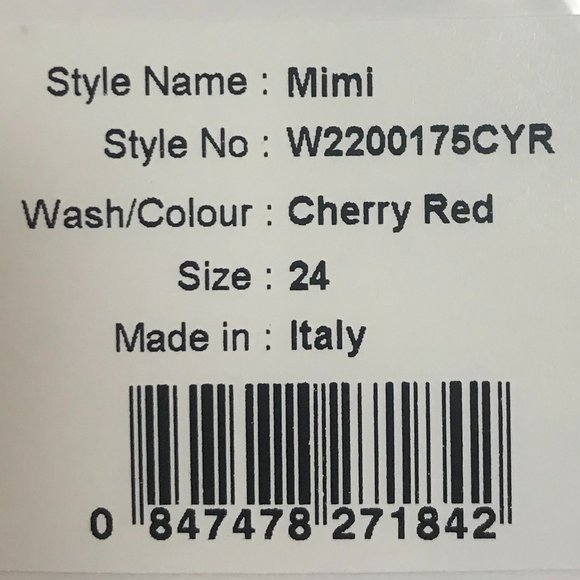 NWT Mih Jeans Mimi Vintage High Rise Raw Hem Red 24 - Picture 15 of 16